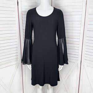 MSK Chiffon Bell Sleeve Jersey Sheath Dress Black Small‎ Gothic Bewitched Boho
